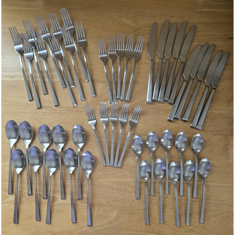 Cambridge Stainless Flatware 50 Pc Set Service for 10 Satin Tapered Handles